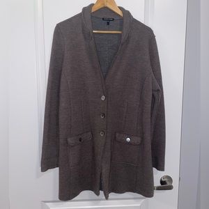 Eileen Fisher Merino Wool Button Down Jacket (Size L)
